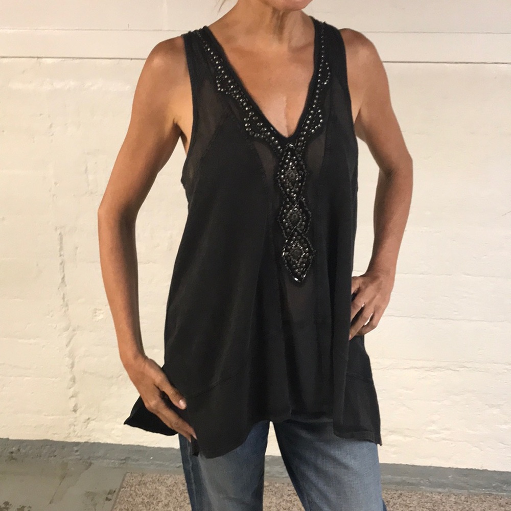 Black beaded tank top